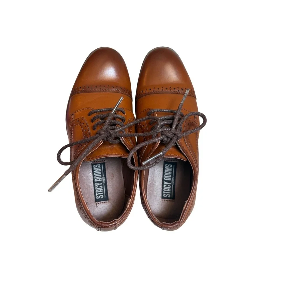 Stacy Adams Kids Cognac Brown Cap Toe Brogue Oxford Dress Shoes 11M 43418-221
